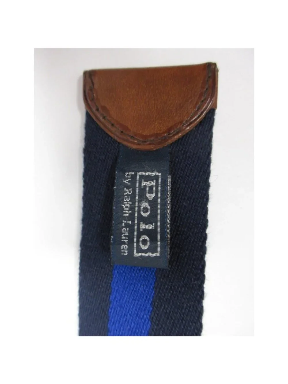 VGT Polo Ralph Lauren Belt XL Navy Striped Webbing D Ring Preppy Y2K